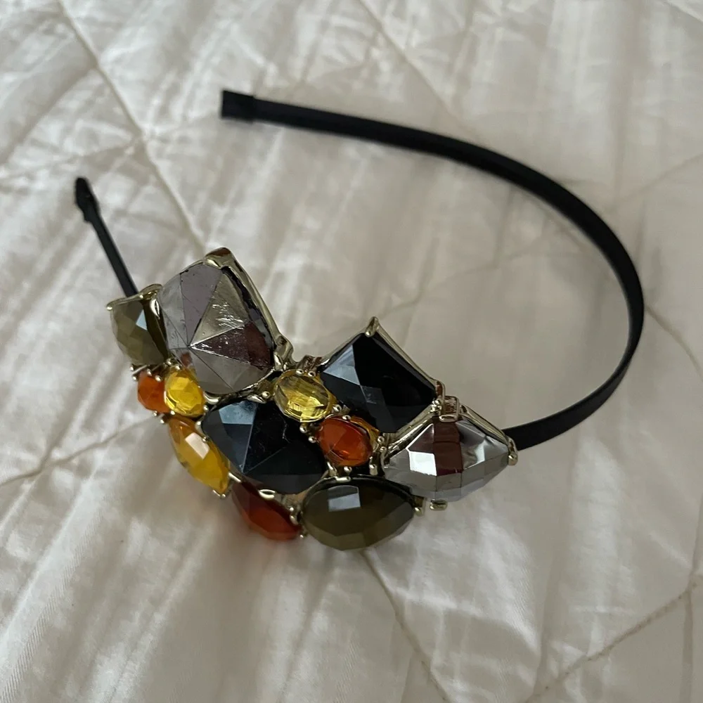 Tasha Multicolor Gemstone Headband - Black, Gold, Orange